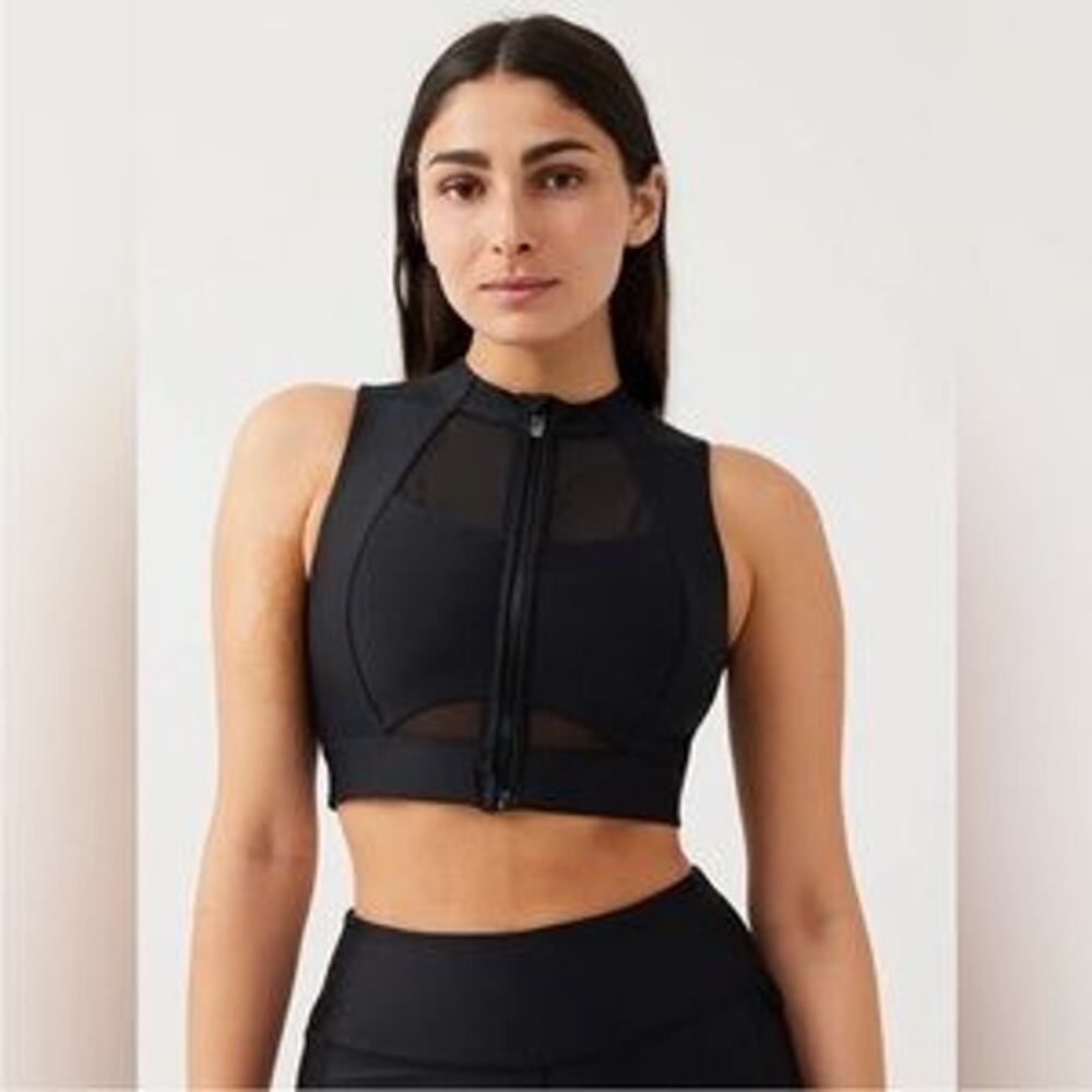 Outdoor Voices NWT SplashKnit Bra Zip Front Black Size Small